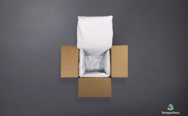 cardboard box with fluffy white packaging