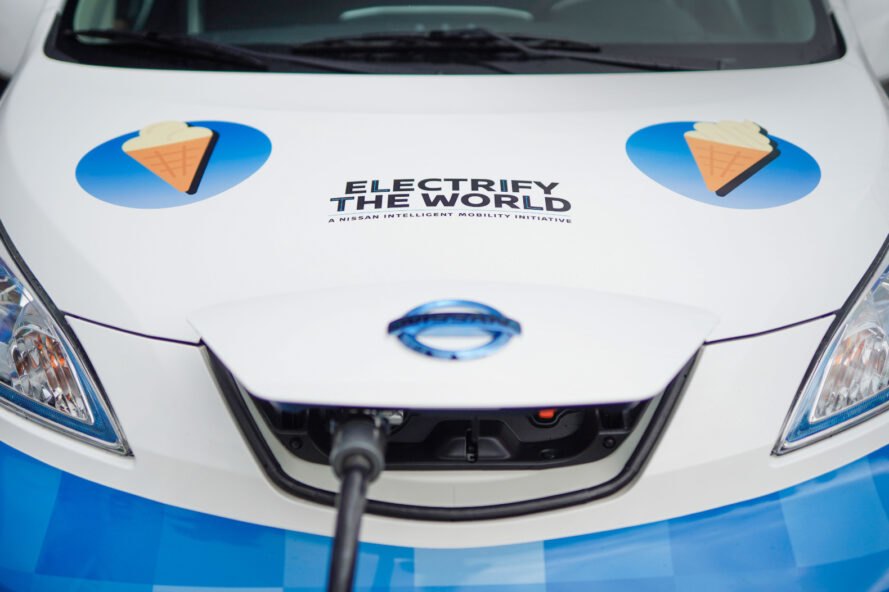 front of car with electric plug in