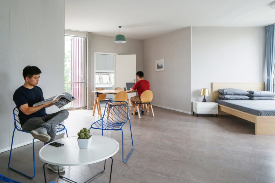 people reading in an apartment
