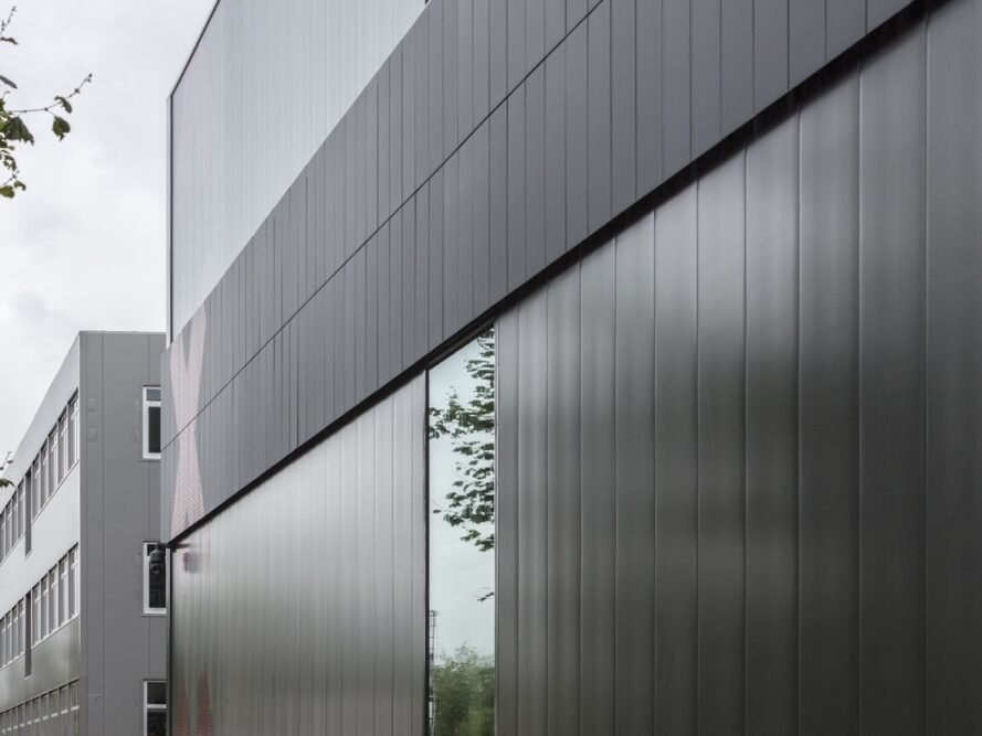 close-up of glossy black building
