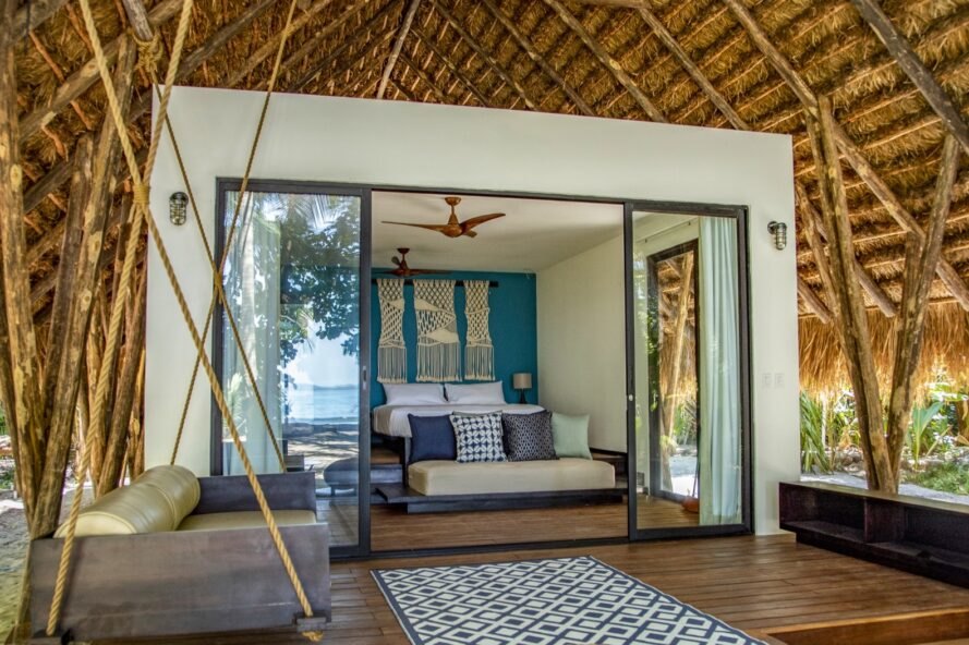 bedroom with glass walls