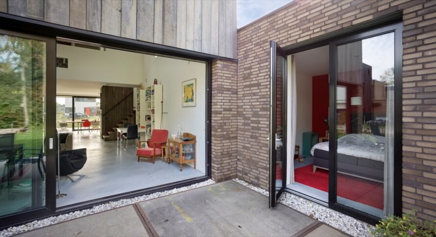 sliding glass doors leading to outdoor patio