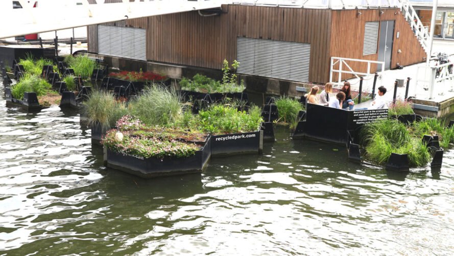 floating hexagons comprising a park on the water