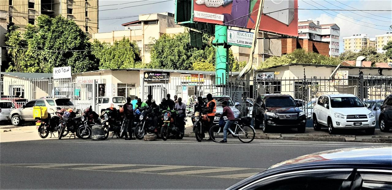 Boda Boda Riders waiting for customers, Ring Road Kilimani, Near Yaya Centre, Kilimani, Nairobi.