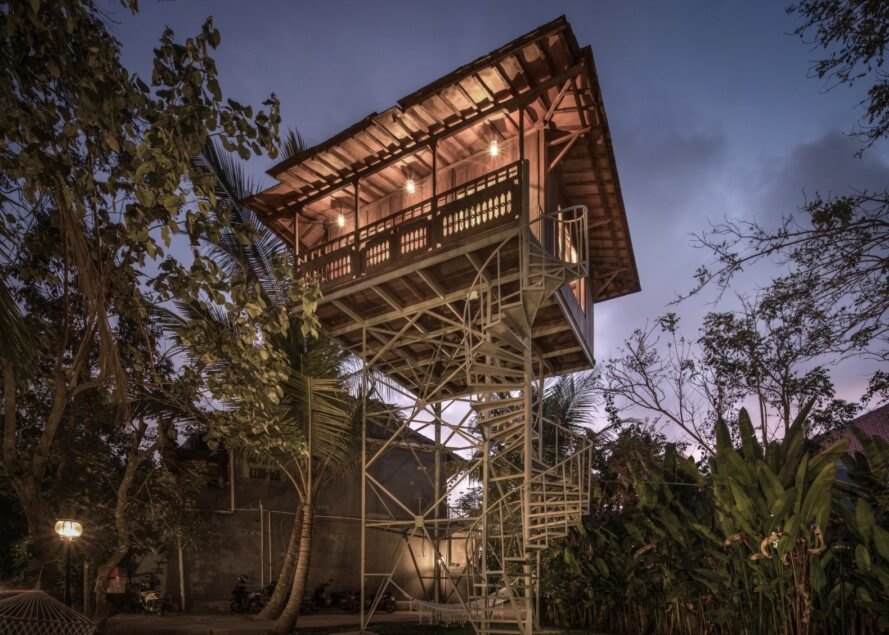 a large treehouse built on stilts